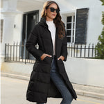 Mid Length Cotton Padded Hoodie Puffer Winter Jacket for women