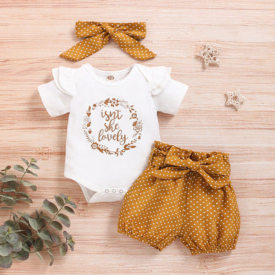 Long-sleeved baby girl Autumn Suit Pullover Three-Piece Children Clothing