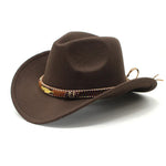 Ethnic Style Metal Feather Western Denim Top Hat Cowboy hat