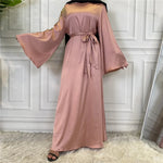 Fashion Embroidered Satin Abaya Dress Middle East Fancy Plain Dubai Abaya