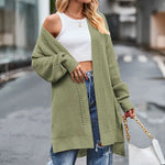 Solid color Loose Cashmere Long Cardigan sweater Jacket for women