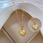 Heart-shape Love Necklace For Valentines Day Temperamental Personality Minimalist Stove Real Gold Necklace Female