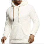 Autumn Winter Drawstring Fleece Hoodie Pulever para hombres