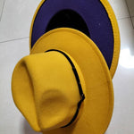 European And American Popular Woolen Top Color Matching Flat Brim Fedora Jazz Hat