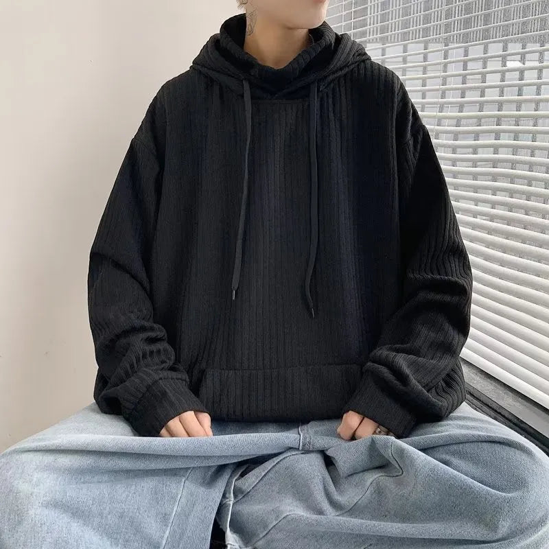 American Oversized Drawstring Turtleneck Hoodie Sweatshirt Men