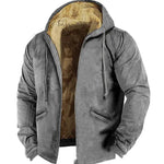 Winter Thick Fleece-lined Cotton-padded Coat Drawstring Jacket Cardigan for Men