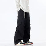 Overalls Men's Retro Trendy Pleated Straight-leg Baggy Cargo Pant Trousers Casual