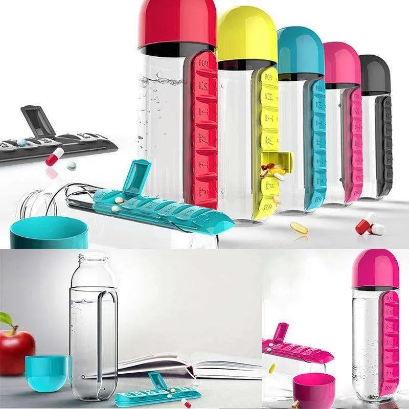 7-Day Pillbox Water Bottle Travel Organizer - EX-STOCK CANADA