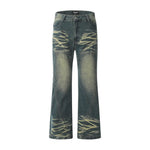 Washing Indentation Denim Bootcut Jeans Pants Men