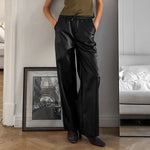 Casual Leather High-waisted Work Formal Trousers Pant women