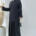 Laces informales de color liso Up Medio Oriente Dubai Top and Skirt Suit Eid Abaya Jilbab Hijab Abaya para Arabwomen