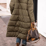 Classy Fleece lined Long Hooded Puffer Winter coat workwear  for women