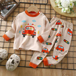 Unisex Children's Two piece Sleepwear Cotton Autumn Clothes Long Johns Pajamas for Kids