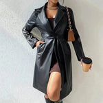 Fashionable Longline leather overcoat Jacket for women