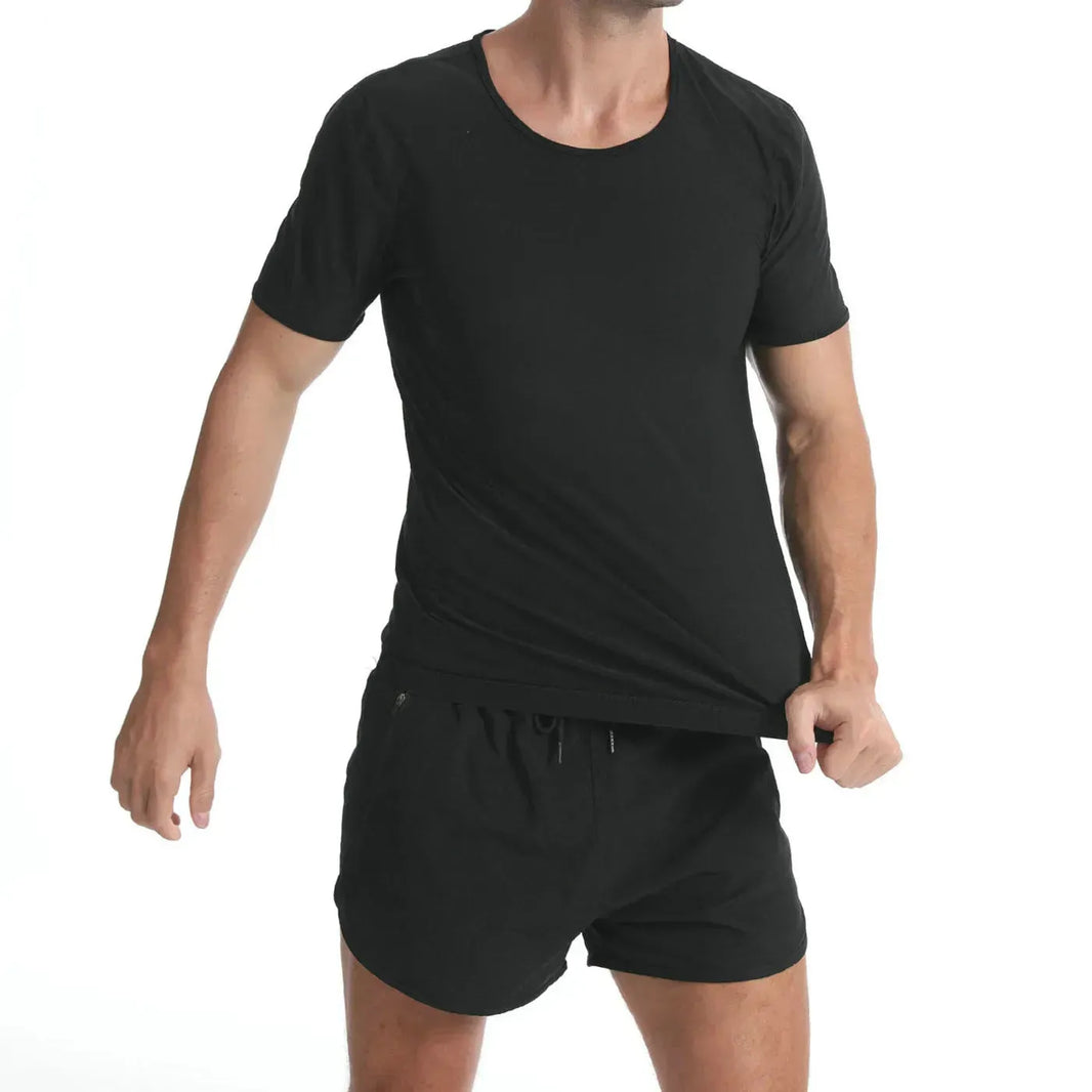 Plain Black Mens Yoga Tank top Short sleeve Workout shirts