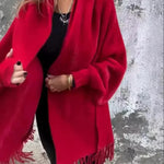 Women's  Cashmere Tassel Knitted Batwing Sleeve Kimono Cardigan Jacket Outwear