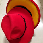 European And American Popular Woolen Top Color Matching Flat Brim Fedora Jazz Hat