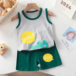 New Vest Suit Cotton Sleeveless Boy Summer Clothing Vest Two-piece Set  for boys