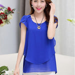 New Summer Women Blouse Loose Shirt O-Neck Chiffon Blouse Female Short Sleeve Blouse Plus Size 5XL Shirts Tops