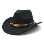 Ethnic Style Metal Feather Western Denim Top Hat Cowboy hat