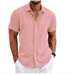 Men's Solid Color Loose Linen Short-sleeved shirt