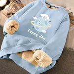 Autumn Winter Fleece-lined thick sweatshirt Pullover top for men