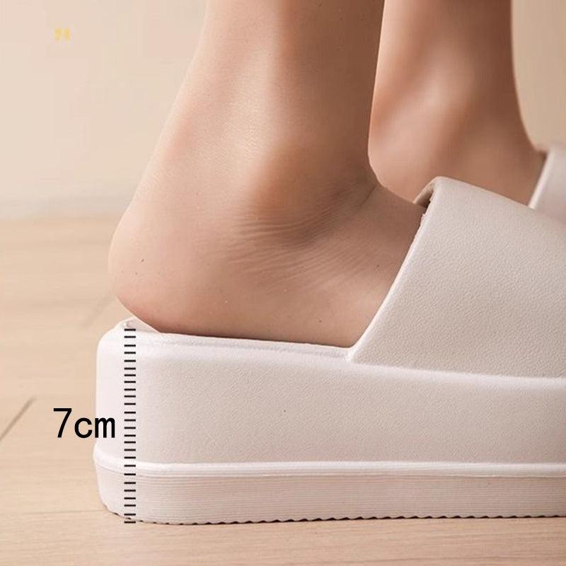 7cm High Heel Flat Slippers Summer Solid Color Non-slip Floor Home Shoes Outdoor Garden Slippers For Women - EX-STOCK CANADA