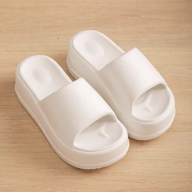 7cm High Heel Flat Slippers Summer Solid Color Non-slip Floor Home Shoes Outdoor Garden Slippers For Women - EX-STOCK CANADA