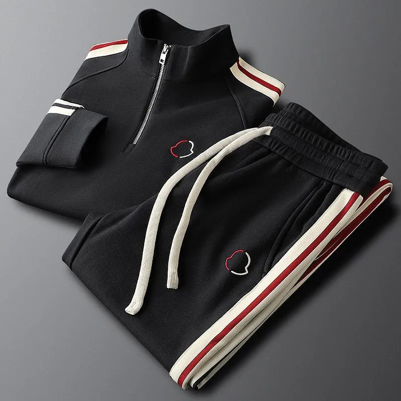 2pcs Fashion Side Stripe Leisure Sports Quarter Zip Tracksuit Co ord for Men