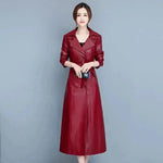 Slim fit Long Sleeve Leather Blazer Dress formal Winter dress