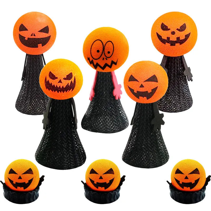 Halloween Ornaments Pumpkin Head Bouncing Doll Finger Puppets