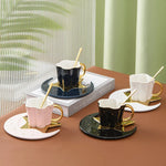 4pc set Creative Porcelain Ceramic Coffee Cup With Star And Moon Saucer