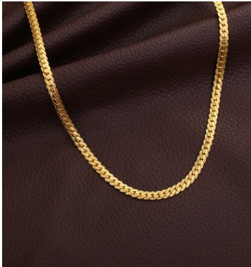 Men Necklace Gold Tone Snake Chain