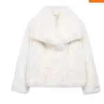 Winter Plush Open front Coat Thick lapel Outwear Faux Fur Coat women