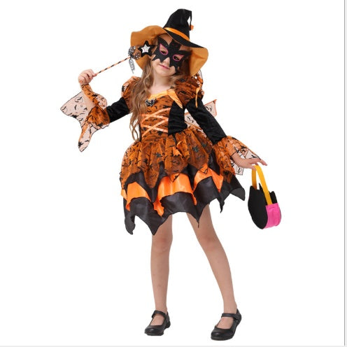 Girl's Halloween Witch Princess Dress costume Cosplay performance Costume