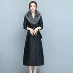 Slim fit Long Sleeve Leather Blazer Dress formal Winter dress