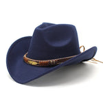 Ethnic Style Metal Feather Western Denim Top Hat Cowboy hat