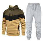 2pcs Winter Fashion Stitching Suit Outdoors Sports Suit Men's Sweatsuit Hoodie Outfit set