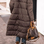 Classy Fleece lined Long Hooded Puffer Winter coat workwear  for women