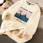 Autumn Winter Fleece-lined thick sweatshirt Pullover top for men