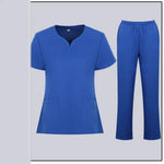 Femenina Uniforme uniforme Femenina Femenina Disfraz de enfermería V Cuello Top Pants Juego de uniformes de enfermería Scrubs para mujeres Masaje de trabajo de salón de belleza