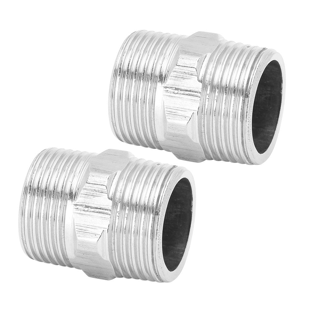 2Pcs 1in Male Thread to 1in Male Thread Hex Nipple Stainless Steel Threaded Pipe Connector