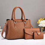 Woven Texture Three-piece Set Large Capacity One Shoulder Combination Bags women