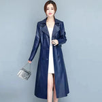 Slim fit Long Sleeve Leather Blazer Dress formal Winter dress