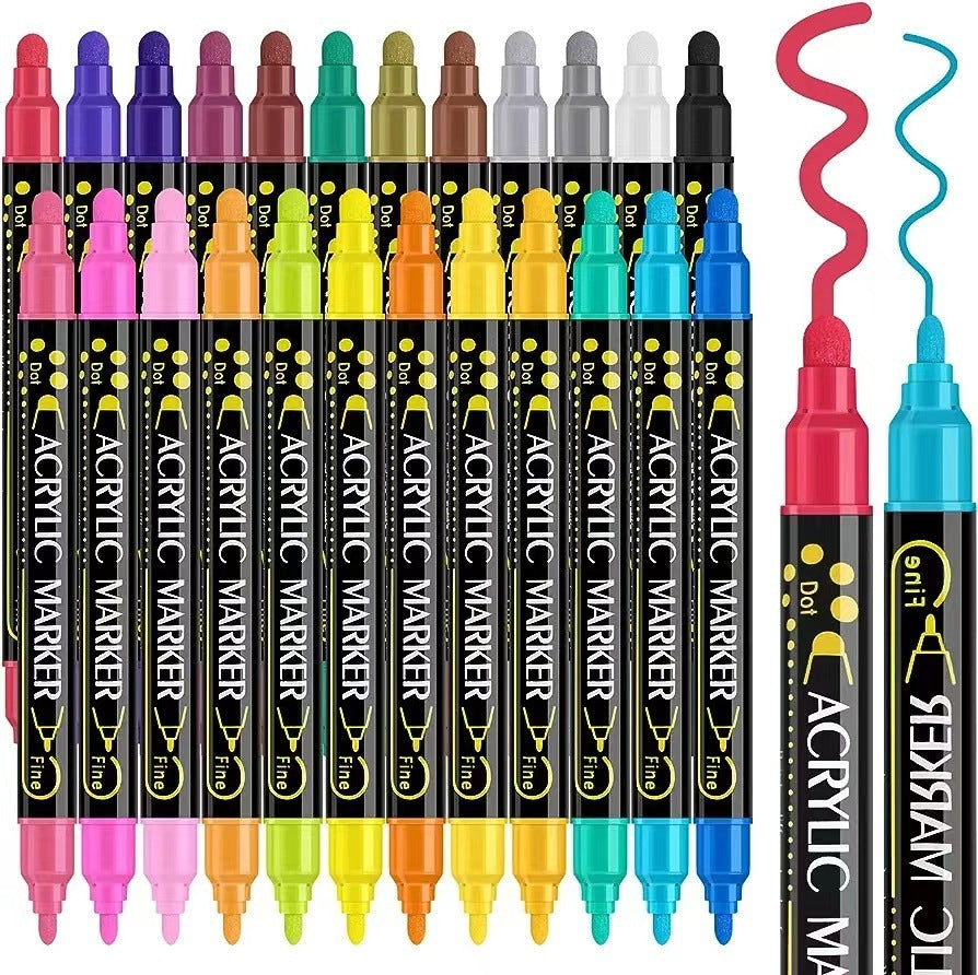 Acrylic Marker Pen Double-headed Stackable Water-based Paint Brush Paint Marker and Highlighter