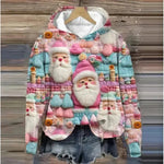 Print Christmas Holiday Casual Hoodie Sweater Pullover