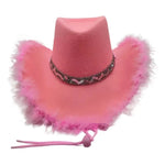 Trendy cowgirl hat Sequined Ribbon Upturned Eaves Raw Edge Denim Top Hat Pink Cowgirl Hat womens pink cowboy hat