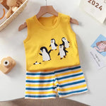 New Vest Suit Cotton Sleeveless Boy Summer Clothing Vest Two-piece Set  for boys