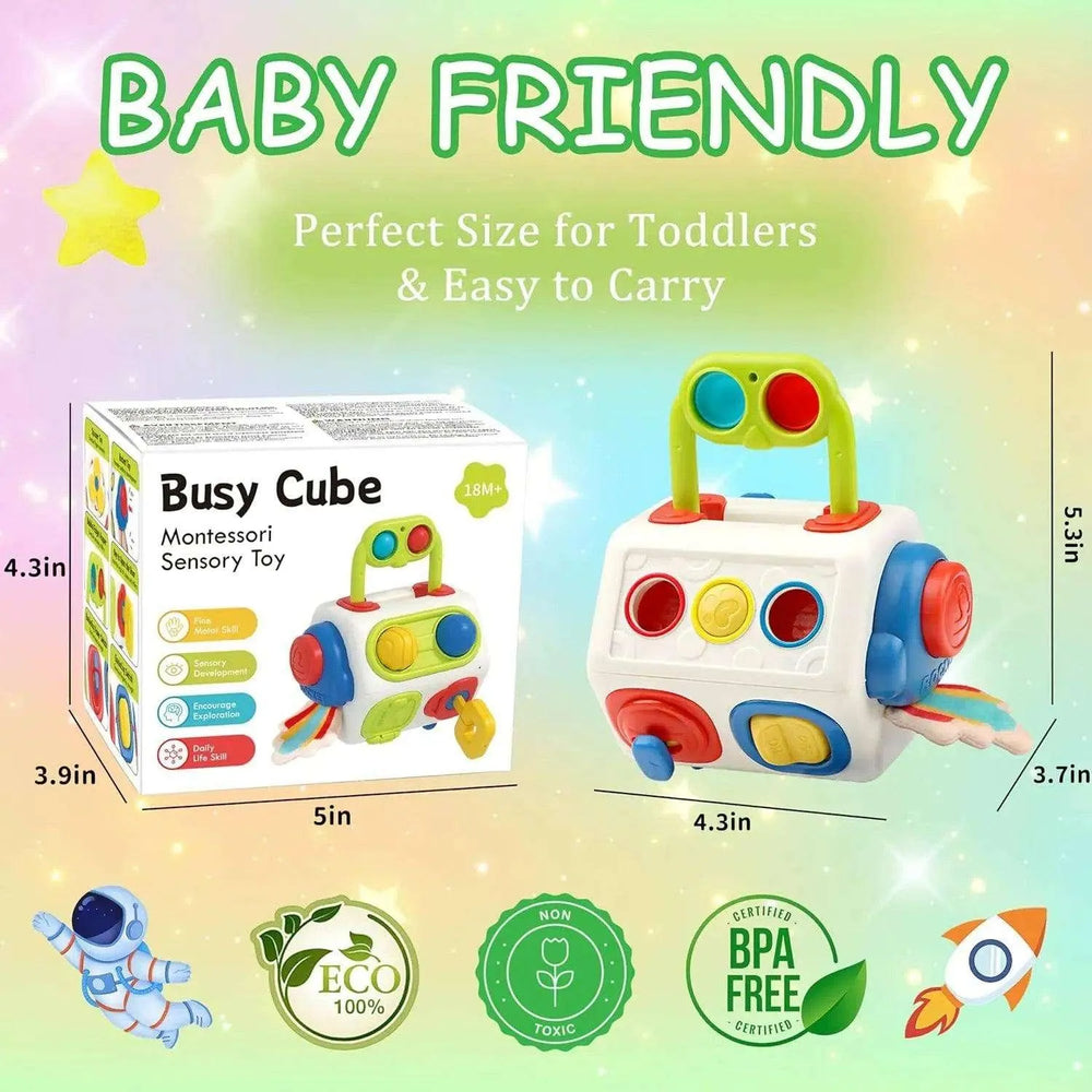 9 In 1 Busy Cube Baby & Toddler Montessori Sensory Toy - EX-STOCK CANADA