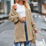 Solid color Loose Cashmere Long Cardigan sweater Jacket for women